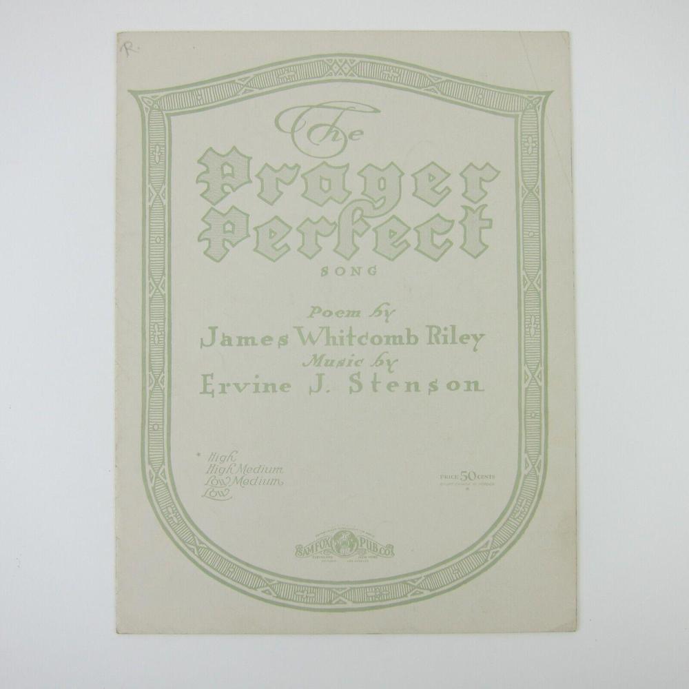 The Prayer Perfect Sheet Music James Whitcomb Riley Ervine Stenson Antique 1916